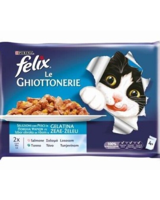 Image of Felix Agail Парчиња со Лосос, Туна во желе [Кесичка 4×85гр]