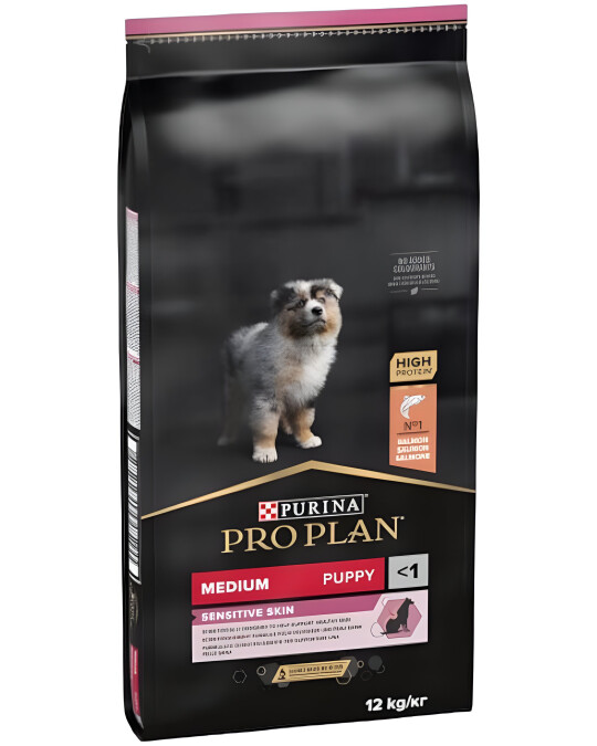 Image of Purina Pro Plan Medium PUPPY Sensitive Skin Гранули со Лосос [Вреќа 12кг]