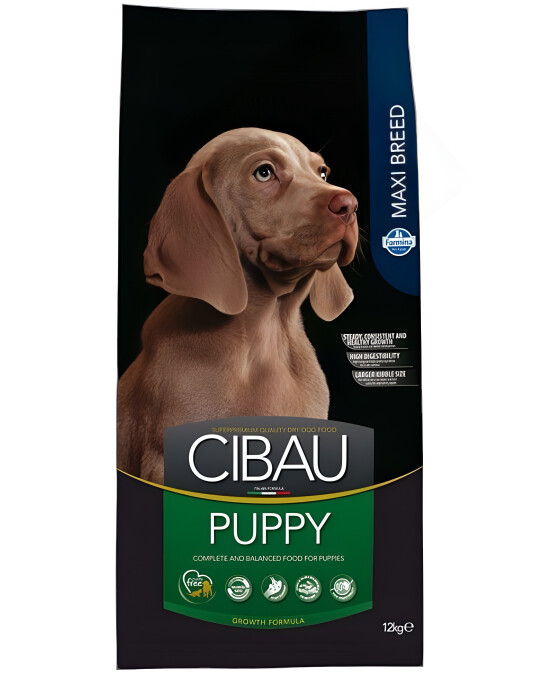 Image of Cibau Puppy Maxi Сува храна за Кученца во раст од Голем раст со Пилешко,Ориз и Риба [Вреќа 12кг]