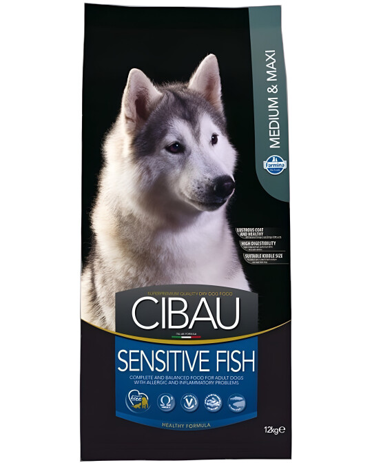 Image of Cibau Sensitive Fish Medium & Maxi Сува храна за Возрасни кучиња од Среден и Голем раст со Ориз и Риба [Вреќа 12кг]