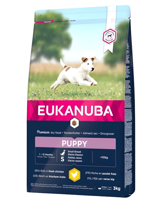 Image of Eukanuba Puppy Small Breed Гранули со Пилешко и Зеленчук [Вреќа 3кг]