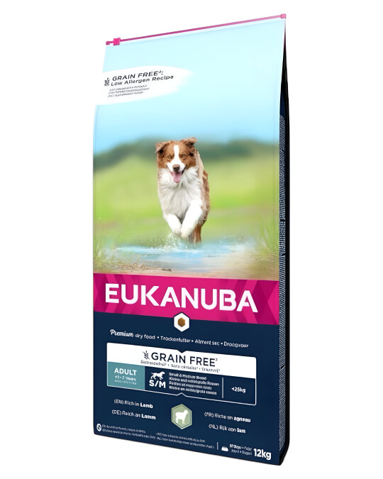 Image of Eukanuba Adult Grain Free Small & Medium Гранули со Јагнешко и Ориз [Вреќа 12кг]