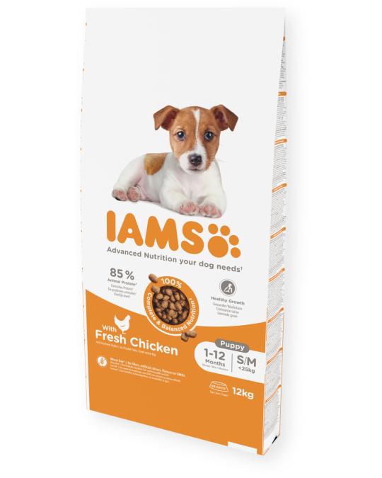 Image of IAMS Puppy Small/Medium Breed со свежо пилешко месо [Вреќа 10кг]