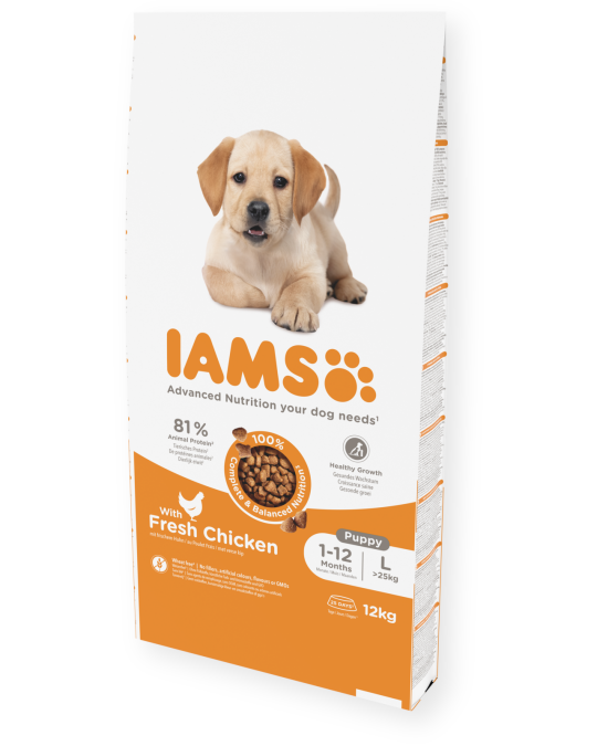 Image of IAMS Puppy Large Breed со свежо пилешко месо [Вреќа 12кг]