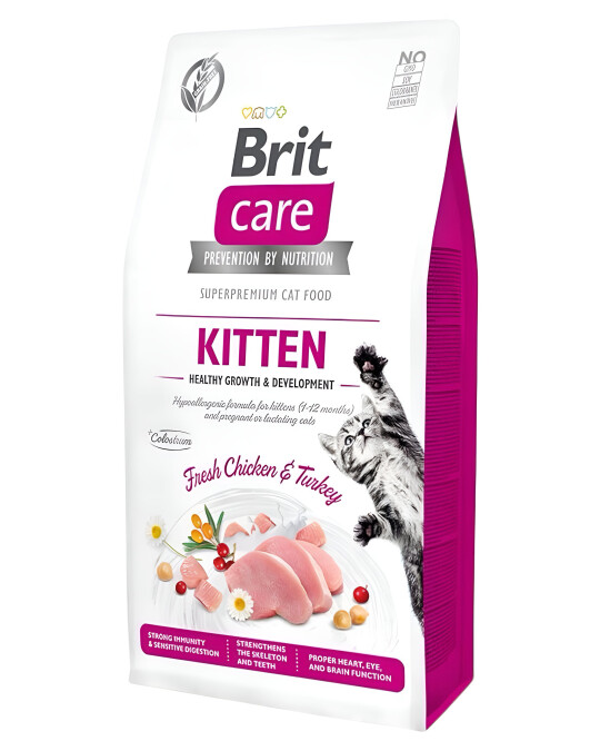 Image of Brit Care Kitten Helthy Growth & Development Гранули со Мисирка и Пилешко [Вреќа 7кг]