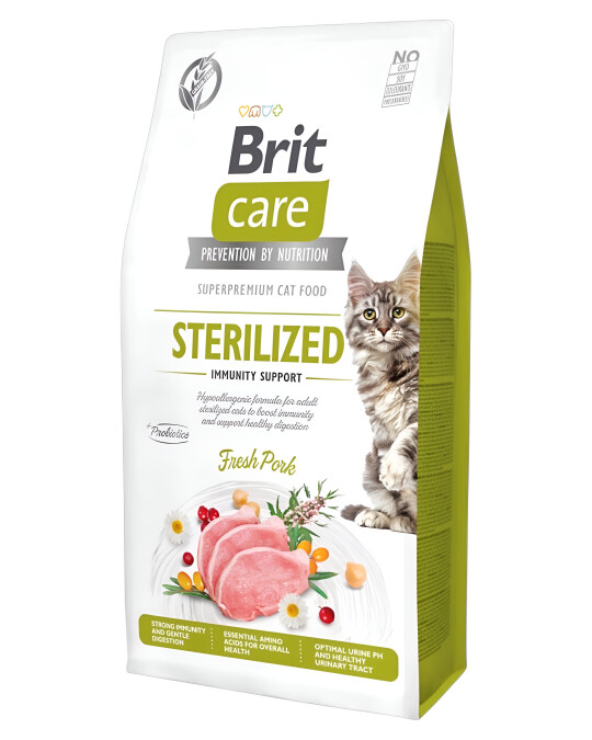 Image of Brit Care Sterilized Immunity support Гранули со Свинско и зеленчук [Вреќа 7кг]