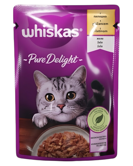 Image of Whiskas Pure Delight Парчиња со Пилешко во желе [Кесичка 85гр]