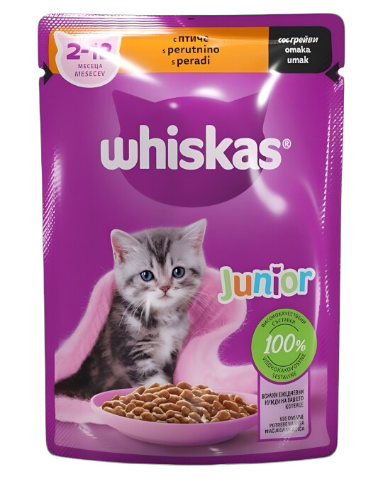 Image of Whiskas Мачиња Парчиња со Живина во сос [Кесичка 85гр]