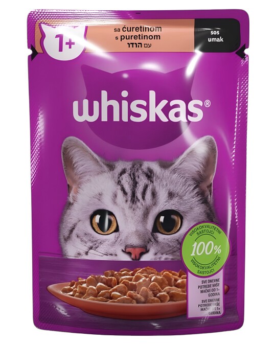 Image of Whiskas 1+ Парчиња со Мисирка во сос [Кесичка 85гр]