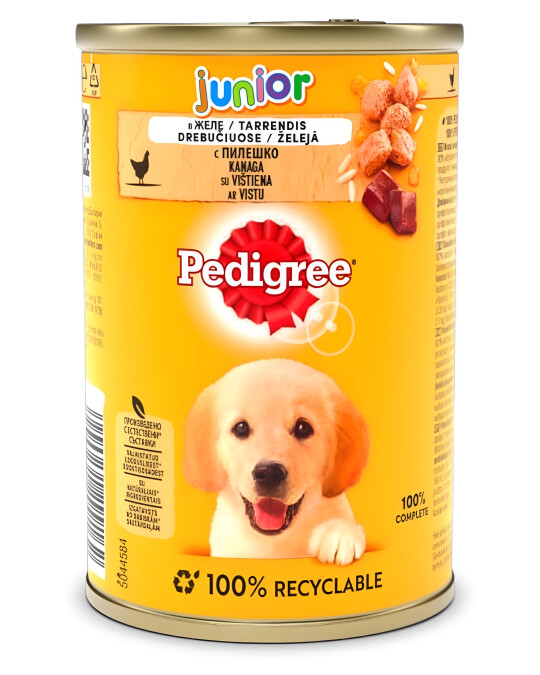 Image of Pedigree Junior Парчиња со Пилешко во желе [Конзерва 400гр]