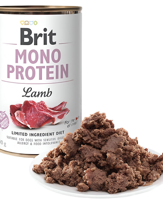 Image of Brit Care Monoprotein Влажна храна за Возрасни кучиња со Јагнешко и ориз [Конзерва 6x400гр]