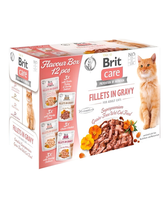 Image of Brit care FLAVOUR BOX со 4 вкуса на филети во сос [Кесичка 12×85гр]