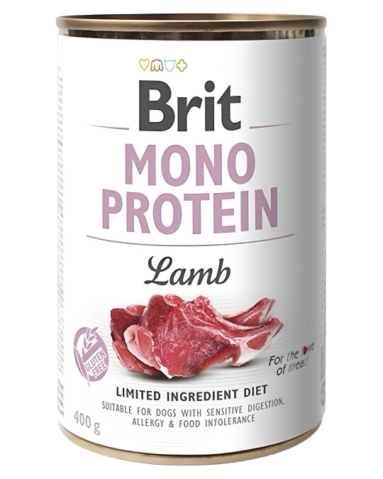 Image of Brit Care Monoprotein Влажна храна за Возрасни кучиња со Јагнешко и ориз [Конзерва 6x400гр]