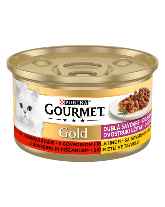 Image of Gourmet Gold Парчиња со Говедско и Пилешко во сос [Конзерва 85гр]
