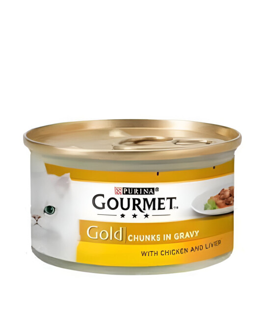 Image of Gourmet Gold Парчиња со Пилешко и Црн дроб во сос [Конзерва 85гр]