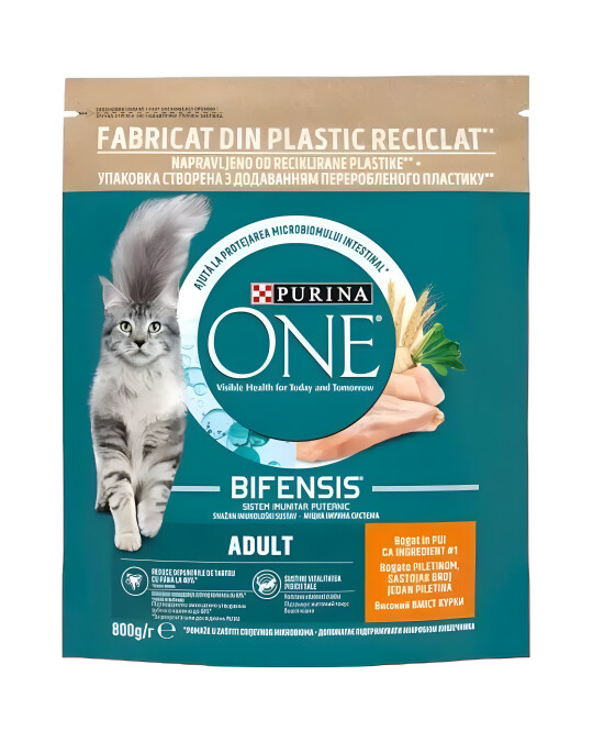 Image of Purina One Adult Парчиња со Пилешко во сос [Кесичка 800гр]