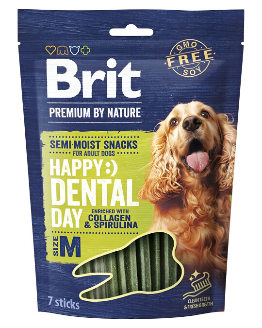 Image of Brit Premium Happy Dental Stick M - со колаген и спирулина (7 парчиња)
