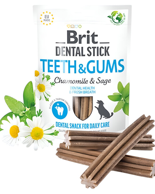 Image of Brit Dental Stick – Teeth & Gums со камилица и жалфија (7 парчиња)