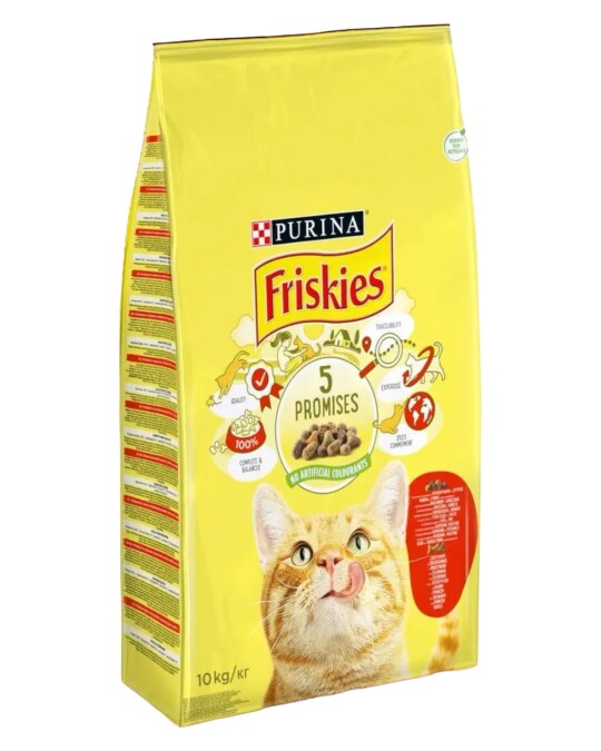 Image of Purina Friskies Adult Гранули со Говедско, Пилешко и зеленчук [Вреќа 10кг]