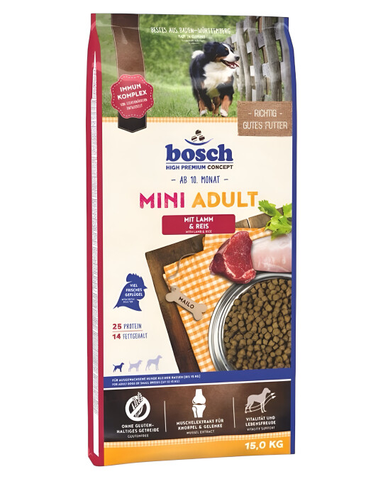Image of Bosch HPC Mini Adult со Јагнешко и Ориз – за мали кучиња од 1 година [Вреќа 15кг]