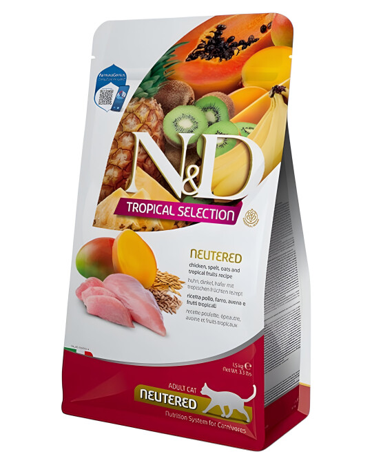 Image of N&D Tropical Selection Neutered • Пилешко, спелта, овес и тропски овошја [Вреќа 10кг]