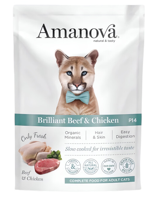 Image of Amanova Adult Cat – Brilliant Beef & Chicken [Кесички 12x85гр]