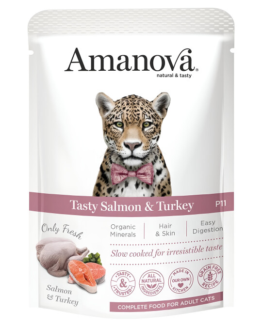 Image of Amanova Adult Cat Tasty Salmon & Turkey [Кесички 12x85гр]