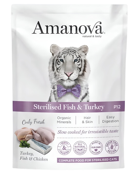 Image of Amanova Sterilised Cat – Fish & Turkey [Кесички 12x85гр]