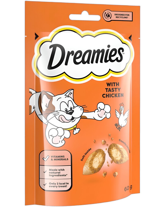 Image of Dreamies Favourites Награди за мачки со вкус на Пилешко [Кесичка 60гр]