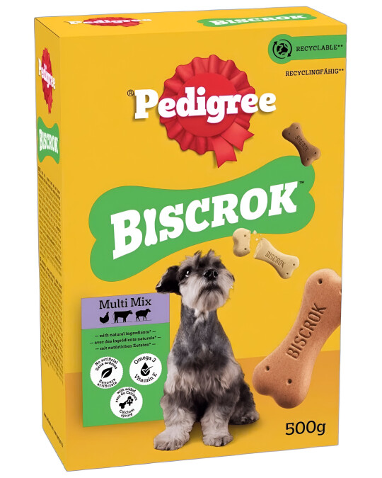 Image of Pedigree Biscrok Multimix Бисквити со вкус на Говедско, Пилешко, Јагнешко [Кутија 500гр]