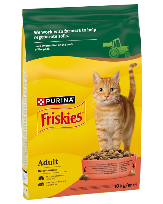 Image of Purina Friskies Adult Гранули со Говедско, Пилешко и зеленчук [Вреќа 10кг]