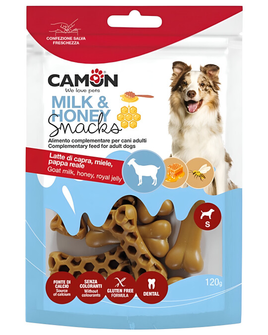 Image of Camon – Закуска за куче Коска со Мед и Млеко [Кесичка 120гр]