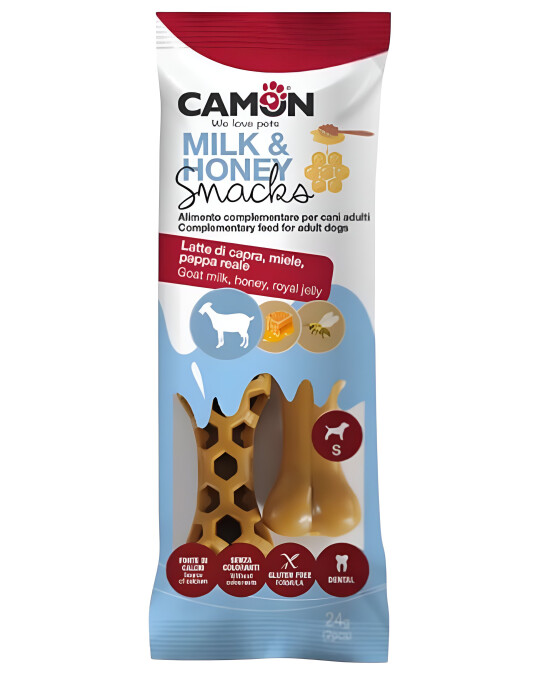 Image of Camon – Закуска за куче Коска со Мед и Млеко [Кесичка 24гр]