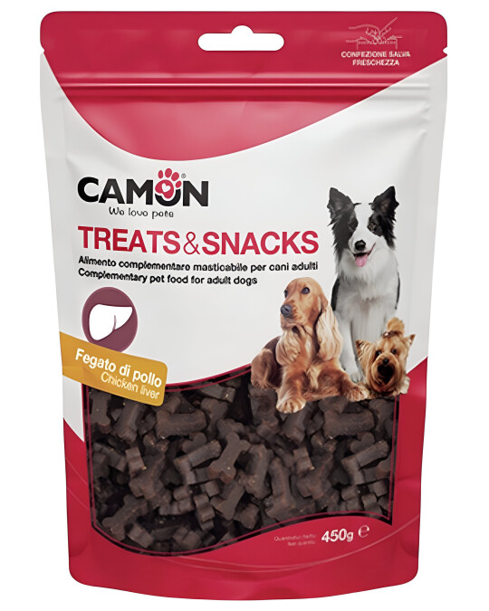 Image of Camon – Закуска за куче Мини Коски Пиле-Црн дроб [Кесичка 450гр]