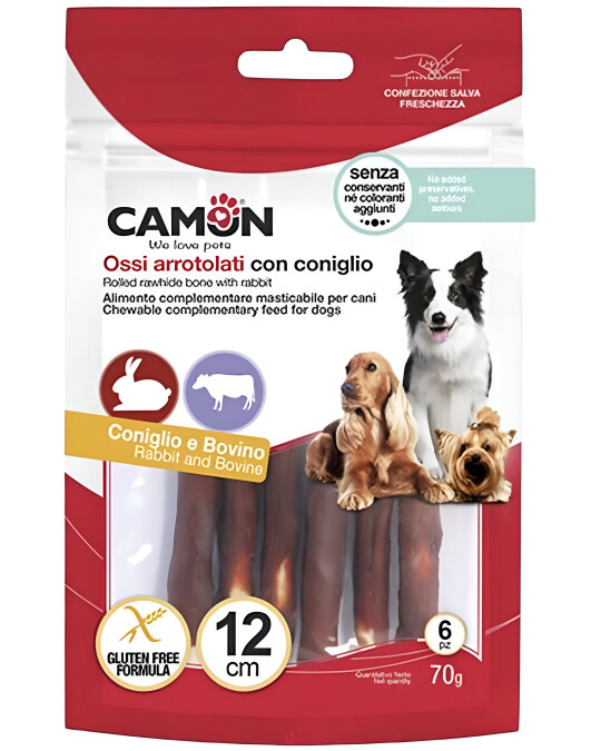 Image of Camon – Закуска за куче Стапче Ролована Телешка Кожа во Зајачко месо [12см, 70гр.]