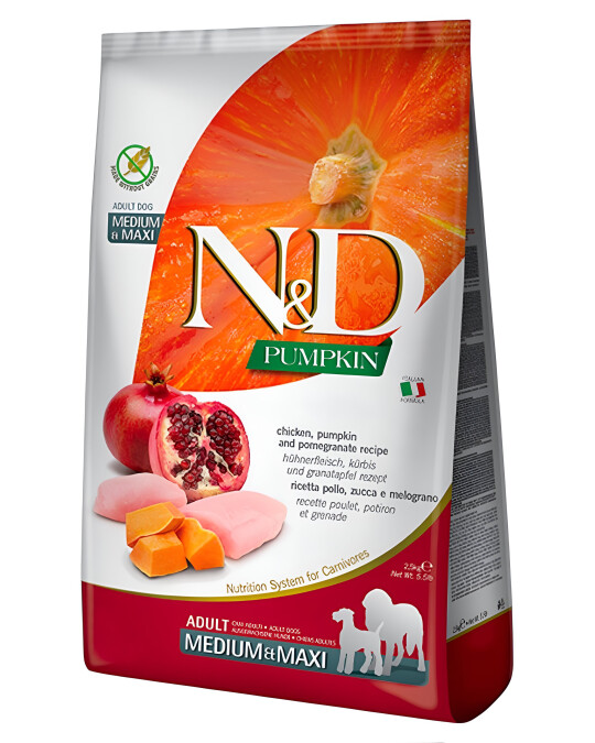 Image of N&D Pumpkin Adult Medium & Maxi Гранули со Пилешко и Калинка [Вреќа 12кг]