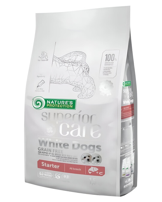 Image of Nature’s Protection Superior Care White Dogs Grain Free Salmon Starter [Вреќа 1,5кг]