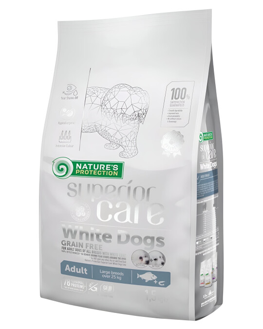 Image of Nature’s Protection Superior Care White Dogs Grain Free White Fish Adult Small [Вреќа 1,5кг]