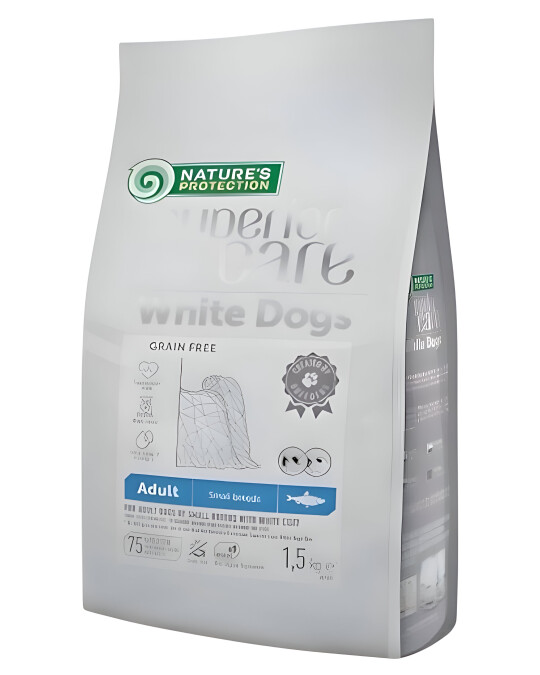 Image of Nature’s Protection Superior Care White Dogs Grain Free With Herring Adult Small Breed [Вреќа 1,5кг]