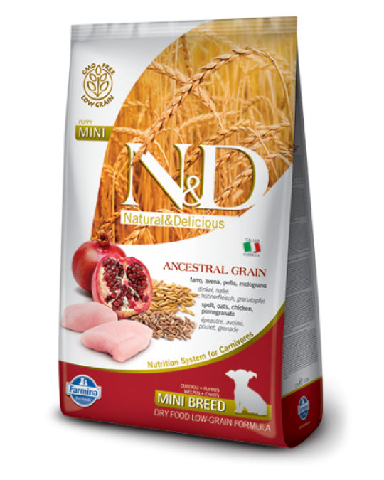 Image of N&D Low Ancestral Grain Dog Chicken & Pomegranate Puppy Mini [7кг]