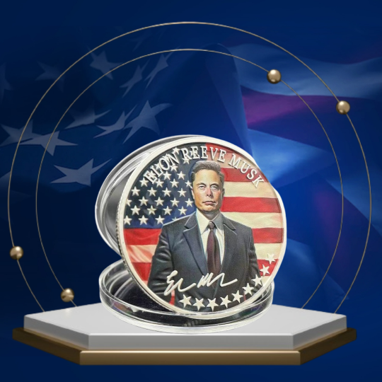 Image of Elon Musk SIlver Coin 🇺🇸 Exclusive American Souvenir & Iconic Collectible Medal!