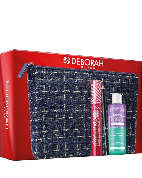 Image of DEBORAH MILANO 24Ore Instant Maxi Volume Kit сет од маскара за трепки+молив за очи+двофазно средство за чистење шминка+несесер