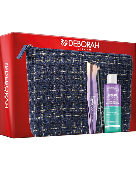 Image of DEBORAH MILANO Pochette 02 сет маскара за трепки+молив за очи+двофазно средство за чистење шминка+несесер
