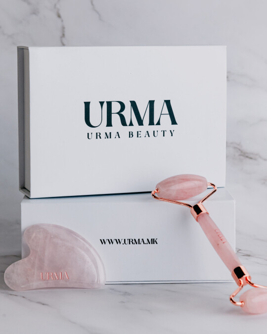 Image of URMA Бјути Ролер и Гуа Ша за лице Розев кварц