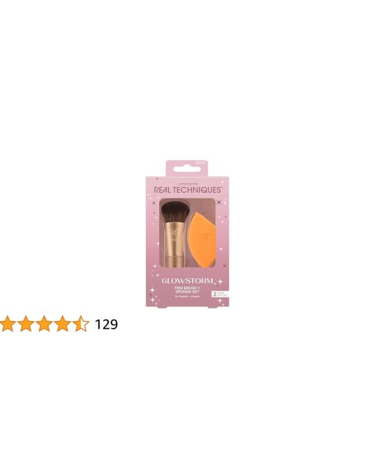 Image of REAL TECHNIQUES  Set Glowstorm Mini Brush + Sponge сет од мини четка и сунѓерче