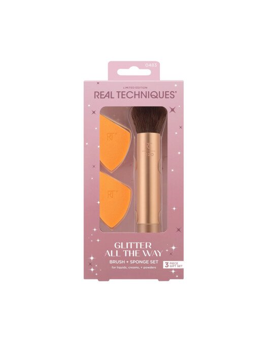 Image of REAL TECHNIQUES Set Glitter All The Way Brush + Sponge сет за шминкање