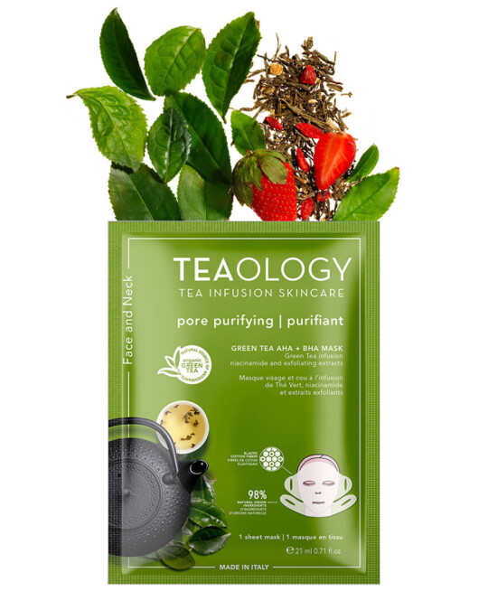 Image of TEAOLOGY Green Tea AHA маска за нежна ексфолијација и обновување на кожата со зелен чај 21мл