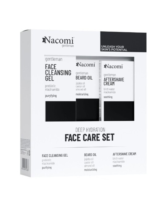 Image of СЕТ NACOMI Гел за миење лице 140мл+масло за брада 40мл+крем за после бричење 50мл