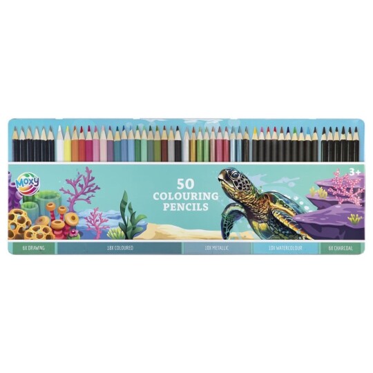 Image of 50 Colouring Pencils in Tin Box - боици