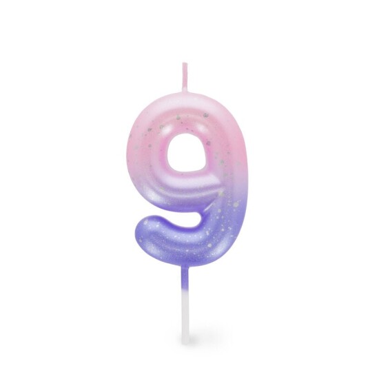 Image of Happy Birthday Candles - свеќа Number 9 - Pink
